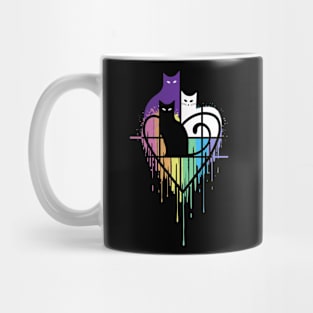 Rainbow Cat Heart Mug